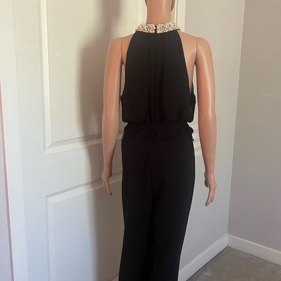 Black jumpsuit w/ pearl and rhinestone embellishmemts Sz 14 - Picture 4 of 5